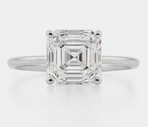 Anillo de compromiso de diamantes talla Asscher cultivado en laboratorio de 1 quilate IGI | Oro blanco sólido de 14K 💎 - Imagen 1 de 7