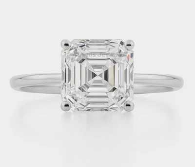 IGI 1Ct Lab Grown Asscher cut Diamond Engagement Ring | Solid 14K White Gold 💎 - Image 1 of 4