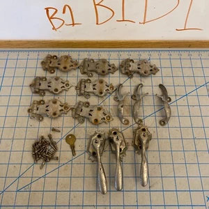 Vintage Hinges and Locks Set Furniture Unknown Decorative Silver Look - Picture 1 of 17