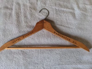 Vintage Wooden 17" Clothes Jacket Dress Hanger-Hotel Raliegh-Washington, D.C. - Picture 1 of 6