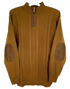 Steve Harvey 1/4 Zip Sweater Mens XXL Brown Celebrity Edition Elbow Patch 2XL - Picture 1 of 16