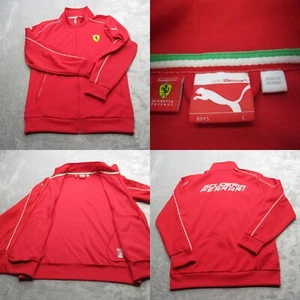 Puma x Ferrari Jacket Boys Large Red Zip Pockets Scuderia Ferrari Full Zip Track - Picture 1 of 16