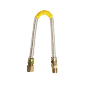 , 1/2" OD X 3/8" ID - 1/2" MIP x 1/2" FIP, 36 pulgadas Len Acero Inoxidable GAS FLEX - Imagen 1 de 2