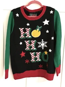 Maglione donna brutto Natale Ho Ho Ho manica lunga grande - Foto 1 di 7