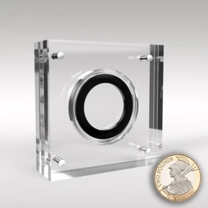 Espositore porta monete acrilico £2 sterline 28,4 mm Royal Mint - Foto 1 di 3