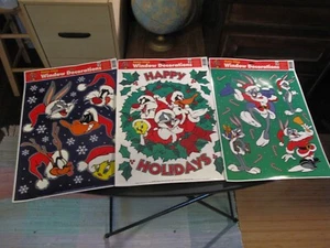 3 Vintage 1996 Looney Tunes Weihnachten Fenster statische Klammern Dekorationen Käfer Hase - Bild 1 von 6