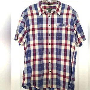 Eddie Bauer short sleeve plaid button down classic fit shirt TL - Picture 1 of 4