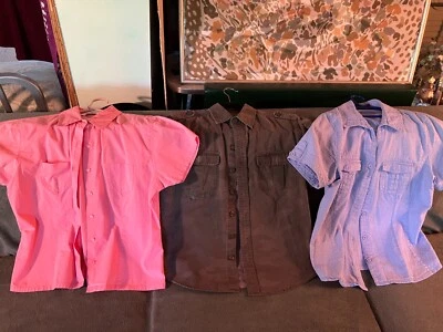 Lote de 3 camisas de algodón de manga corta con botones para mujer, talla S Foto 1 de 4
