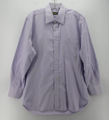 Paul Stuart Shirt Men 16 Purple Button Down Herringbone Pocket Cotton Preppy * - Image 1 of 4