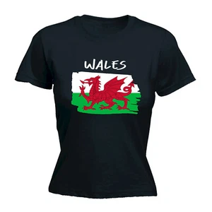 Wales Landflagge Nationalität Unterstützer Sport-T-Shirt Damen - Bild 1 von 7