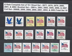 US Scott # 2877 to 2893 Set of 19 "G" Rate MNH Singles - Picture 1 of 1