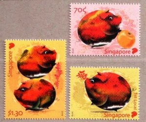 Sinpapore 2019-1 China Año Nuevo del Cerdo Estampillas Animales del Zodiaco - Imagen 1 de 1