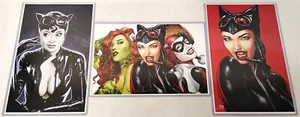Gotham City Sirens Lot of (3) Signed Art Prints Catwoman Harley Miller Peeples - Picture 1 of 7