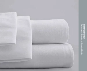 Hilton Standard Textile ComforTwill White Tone 98x120 Queen X Wide Flat Sheet - Picture 1 of 6