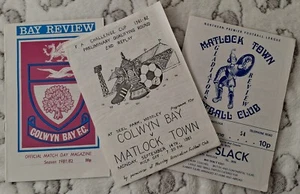 Colwyn Bay v Matlock town 1981/82 FA Cup - 3 programmes - Picture 1 of 2