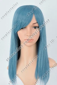 Parrucche diritte 50 cm eleganti lago blu media lunghezza resistenti al calore parrucche cosplay - Foto 1 di 6