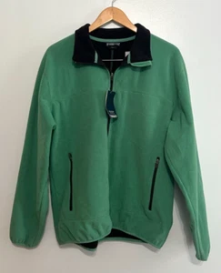 Lands End Sweater Mens Size Large 42 44 Fleece Full Zip Green Soft - Picture 1 of 5