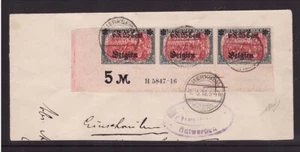 Bes. I. Weltkrieg Belgien 25 I HAN Bogenecke Dreierstreifen gestempelt (22092) - Picture 1 of 1
