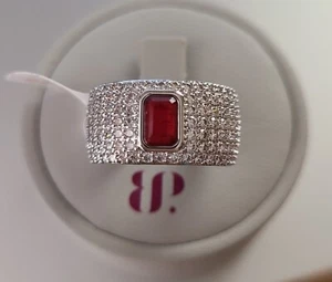 Bomb Party RBP7747 "Modern Moments" July Birthday 2024 Size 6 Rhodium LC Ruby - Picture 1 of 3