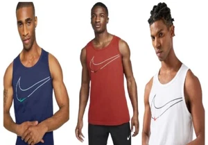 Nike Herren Sport Fitnessstudio Big Swoosh Weste Tank Top Baumwolle Strand Urlaub Sommer - Bild 1 von 7