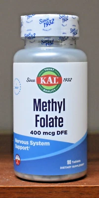 KAL Metil Folato 400 mcg DFE 90 Comprimidos Sistema Nervioso Apoyo 1 Diario Foto 1 de 4