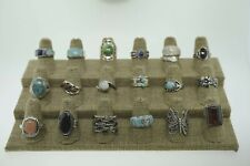 Lot of 18 Sterling Silver Multi Gemstone & Statement Rings Bands Various 
