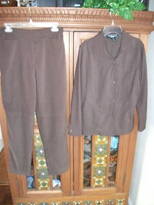 NORTON STUDIO Womens 6P 8P Dark Brown Polyester Stretch Pant Suit EUC - Picture 1 of 5