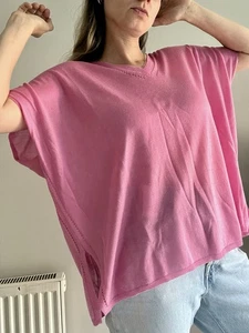 Absolutel Cashmere Pink Poncho Top Lyocell Cashmere size S - Picture 1 of 7