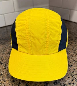 LL Bean Running Hat Cap Yellow Black Strap Back 5 Panel One Size Foldable Nylon - Picture 1 of 8