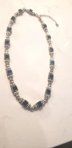 Collar de plata piedra verde corte esmeralda de colección - 17" - Imagen 1 de 2