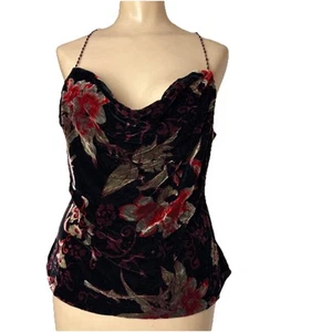 Y2K Vintage Ice Top Taglia L Cinghie Perline Fata Boho Cami Velluto Schiacciato Floreale - Foto 1 di 12