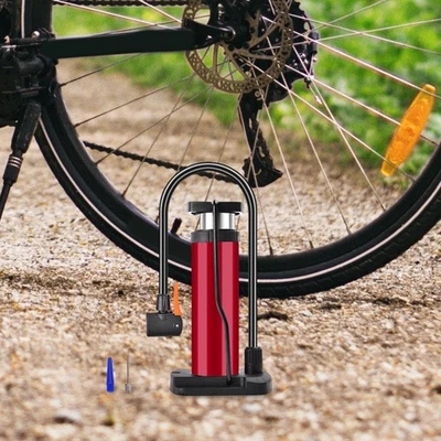 Bomba de piso de bicicleta inflador compacto para moto balones de fútbol anillos de natación Foto 1 de 2