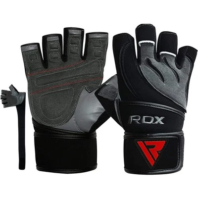 Guantes de gimnasio de cuero RDX Deepoq - acolchados, duraderos, para levantamiento de pesas y fitness Foto 1 de 4
