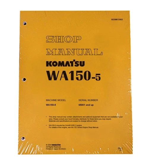 Manual de servicio de reparación de taller de cargadora de ruedas Komatsu WA150-5 - pieza # SEBD033802 Foto 1 de 1