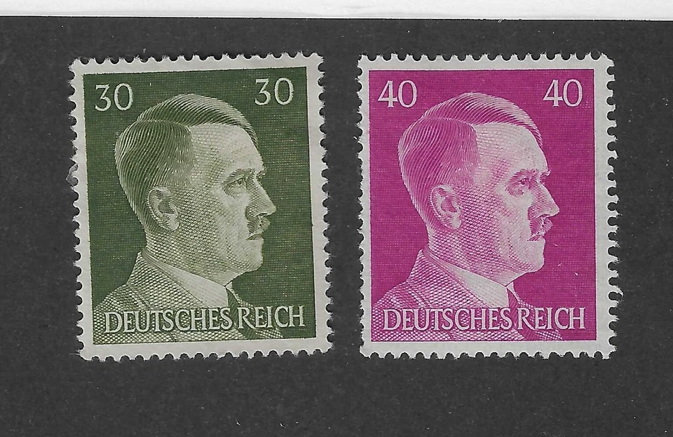 Alemania, # 519, 520, 30 y 40 pf, oliva y rojo violeta, Hitler grande, 1941-44, MHR Foto 1 de 1