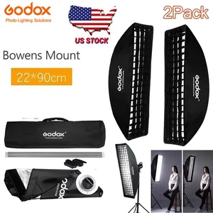 US 2*Godox 22x90cm Softbox Strip Honeycomb Bowens Mount Soft Box fr Studio Flash - Picture 1 of 19