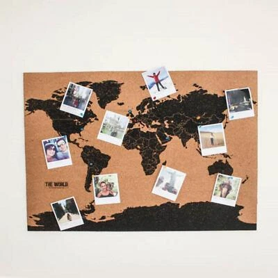 World Travel Map Poster Corkboard Style Wall Art Home Decor Gift Travel Plans - Image 1 of 2