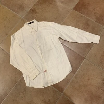 Camisa de diseñador geométrica de manga larga Jhane Barnes para hombre talla pequeña Foto 1 de 4