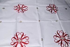 Vintage Avon 1985 Happy Holidays Square Scarf White Red Gold Made in Italy New - Picture 1 of 5