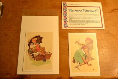 Litografías 1972 de Norman Rockwell Knuckles Down and Golden Days ~ Auténticas  Foto 1 de 4