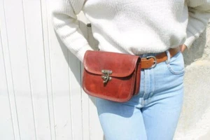 Vintage Leather Waist Belt Bag Fanny Pack Pouch Case Mobile Wallet Travel Mini - Picture 1 of 11