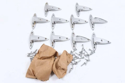 5 Pairs of Chrome Streamline Hinges 1/8" Offset 3" Overall NEW NOS Brainerd Co Cover
