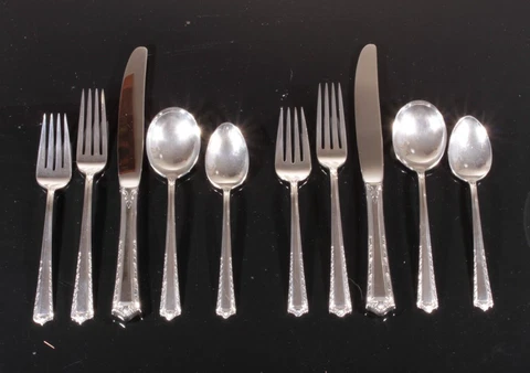 PROFESSIONAL FINE ARTS STERLING SILVER FLATWARE SET FOR 2 Service 10 Pieces Cover