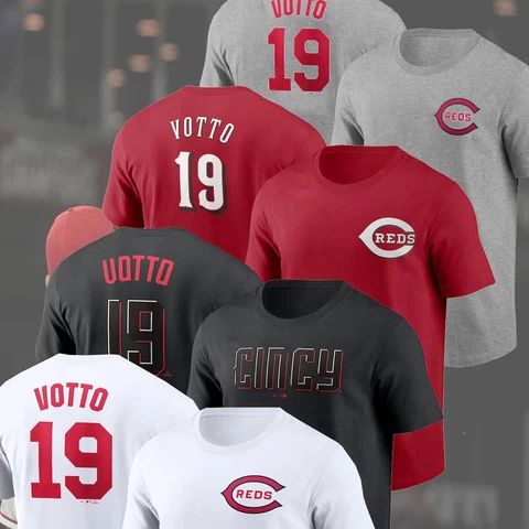 SALES - Men's Joey Votto #19 Cincinnati Baseball Reds Team Name & Number T-Shirt Cover