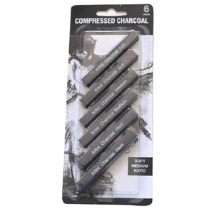 6pcs Student Artist Sketch Drawing Black Compressed Charcoal Sticks Pencils Set - Picture 1 of 7