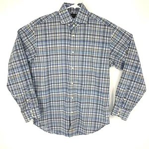 Thomas Dean Collection Mens Small Button Up Long Sleeve Shirt Plaid Cotton - Picture 1 of 12