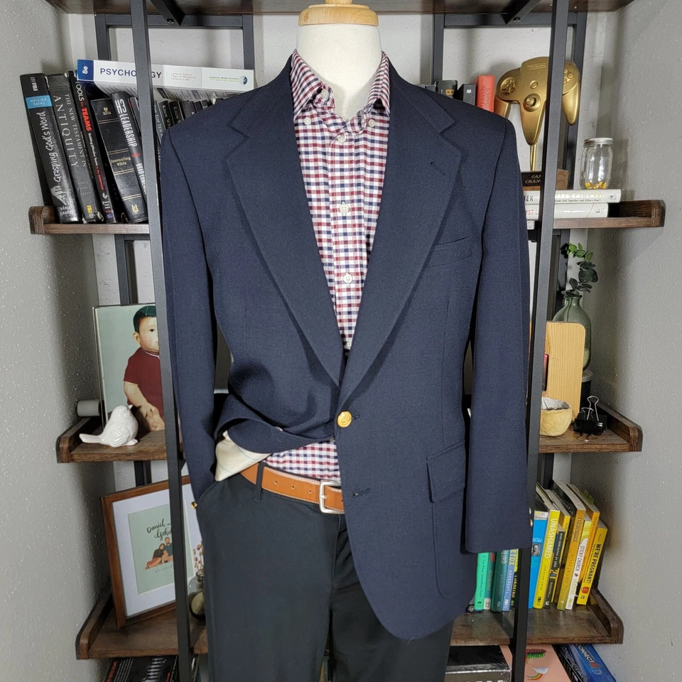 Abrigo Blazer Deportivo De Colección Racquet Club Para Hombre Dos Botones Azul Marino Profundo Talla 41R Foto 1 de 4