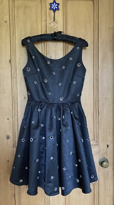 Ограниченный выпуск редкая винтажная TOPSHOP KATE MOSS кристаллы черный платье UK8 EU36 US4 - Изображение 1 из 4