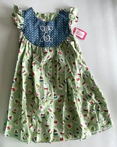 Ricrac & Ruffles Snow Globe Christmas Dress Girls Size 8 - Monogram E - NWT - Picture 1 of 8