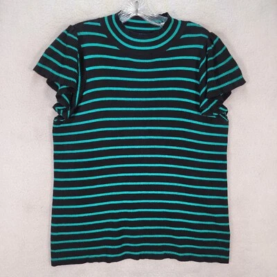 Blusa Nine West para mujer talla XL verde azulado a rayas tejido cuello falso manga acampanada Foto 1 de 4